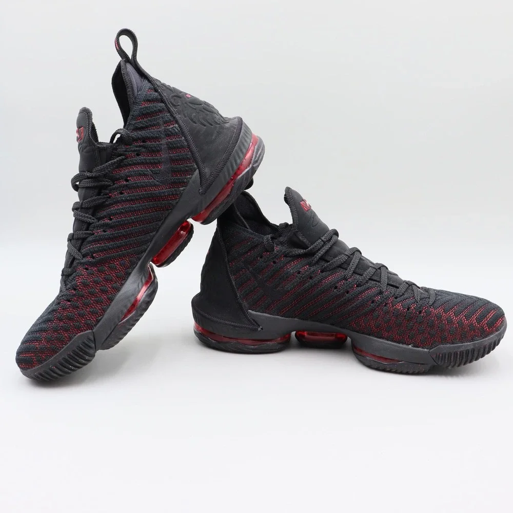 Nike LeBron 16 Fresh Bred Mens Size 12 Black Red Basketball Sneakers AO2588-002